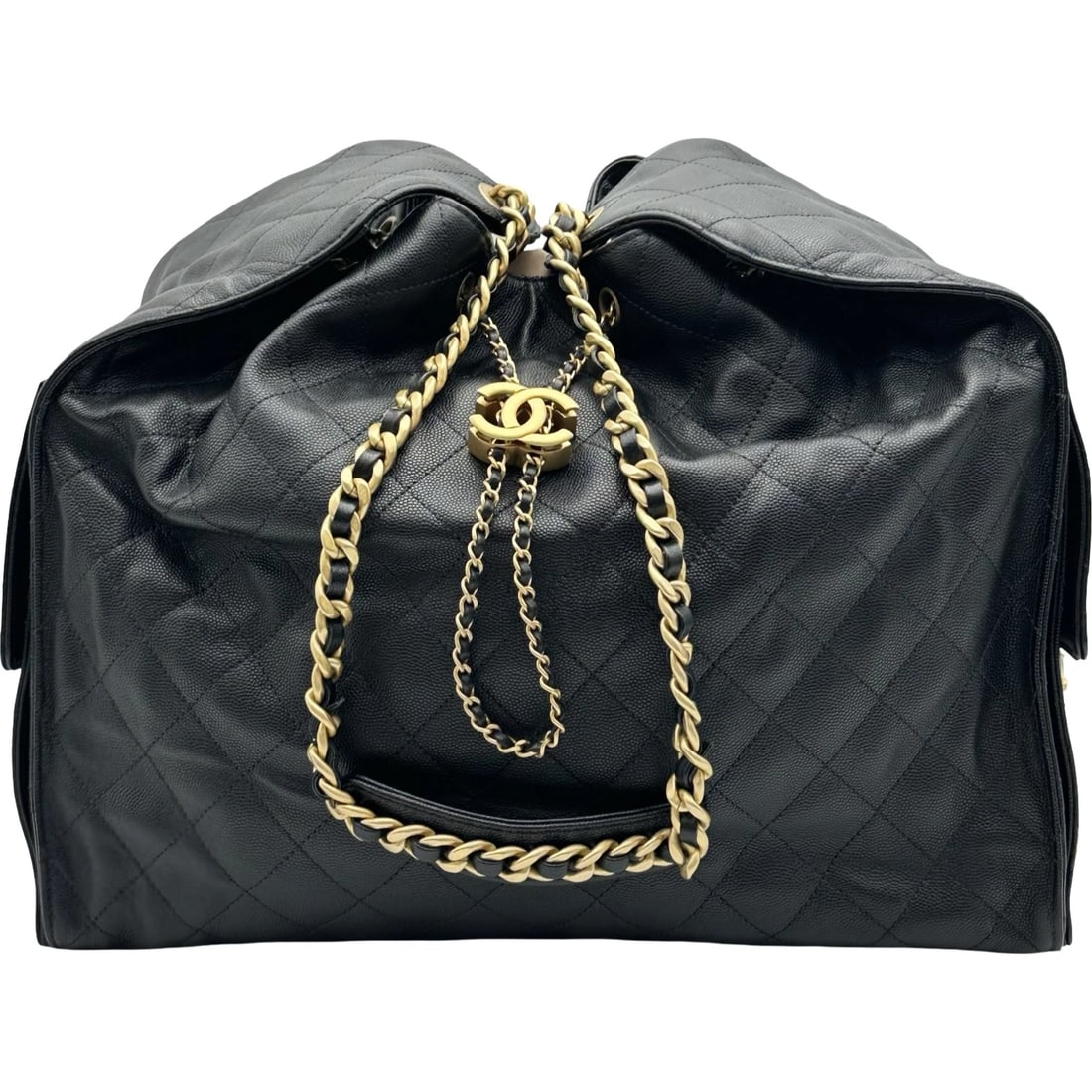 CHANEL 25 TOTE BAG: CHANEL 25 Tote Bag Brand: CHANEL Type/Style: Tote Bag Material: Caviar skin Color: Black Gold Hardware Size: W14.0 x H11.6x D5.5inch Accessories: None Accessories Notice: When purchasing pre-owned