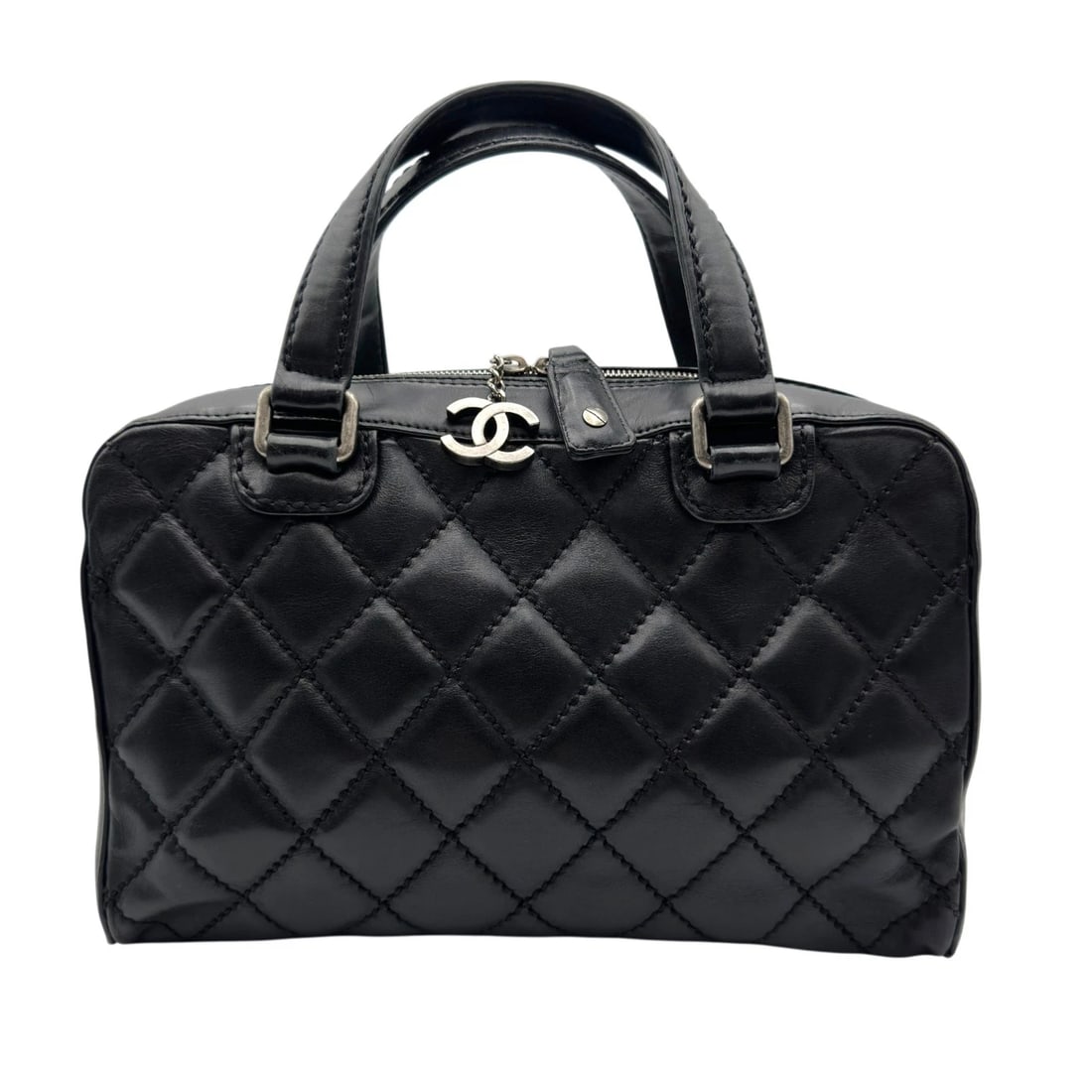CHANEL WILD STITCH HANDBAG HANDBAG: CHANEL Wild Stitch Handbag Handbag Brand: CHANEL Type/Style: Handbag Material: Calf leather Color: Black SilverHardware Size: W12.6 x H7.9x D3.9inch Accessories: None Accessories Notice: When