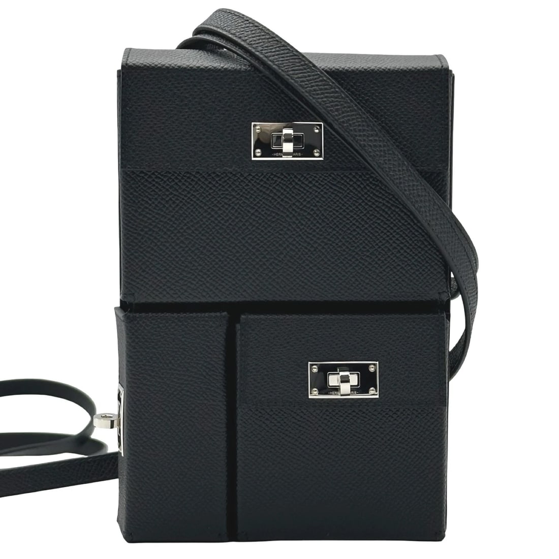 HERMES KELLY MULTI-POCKET TO GO SHOULDER BAG: HERMES Kelly Multi-Pocket To Go Shoulder Bag Brand: HERMES Type/Style: Shoulder Bag Material: Epsom Color: Black SilverHardware Size: W4.5 x H6.5x D1.8inch Accessories: None Accessories Notice: When