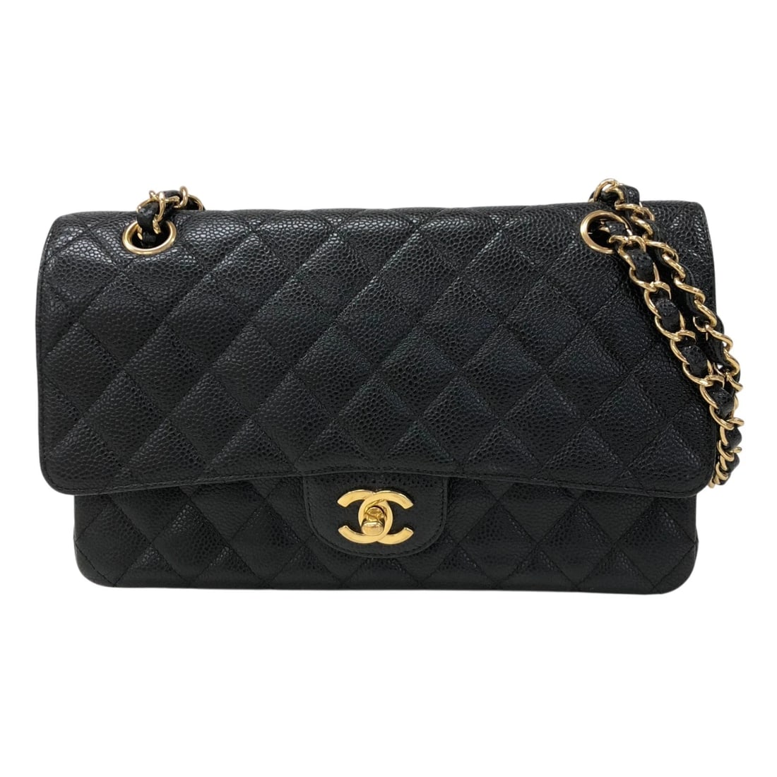 CHANEL MATRASSE 25 SHOULDER BAG: CHANEL Matrasse 25 Shoulder Bag Brand: CHANEL Type/Style: Shoulder Bag Material: Caviar skin Color: Black Gold Hardware Size: W9.8 x H5.9x D2.4inch Accessories: None Accessories Notice: When