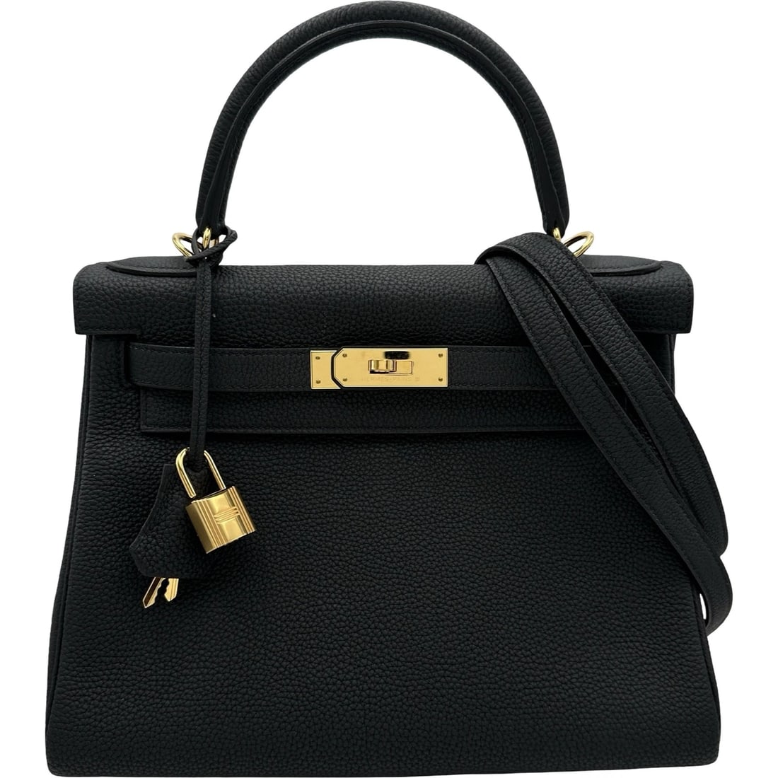 HERMES KELLY 28 INTERNAL SEWING SHOULDER BAG: HERMES Kelly 28 internal sewing Shoulder Bag Brand: HERMES Type/Style: Shoulder Bag Material: Togo Color: Black Gold Hardware Size: W11.0 x H8.7x D4.3inch Accessories: None Accessories Notice: When