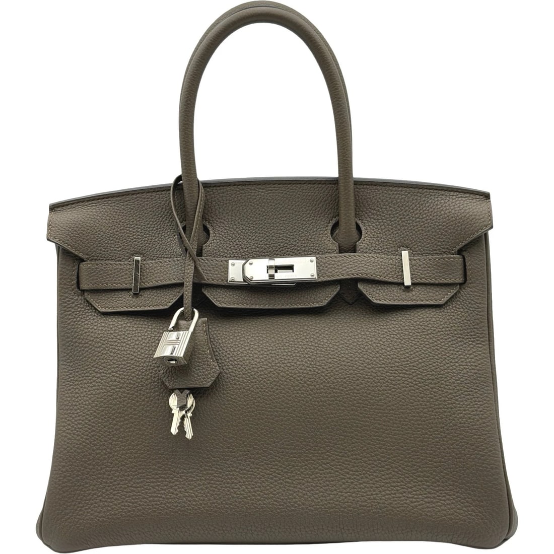 HERMES BIRKIN 30 HANDBAG: HERMES Birkin 30 Handbag Brand: HERMES Type/Style: Handbag Material: Togo Color: Taupe SilverHardware Size: W11.8 x H9.4x D6.3inch Accessories: None Accessories Notice: When purchasing pre