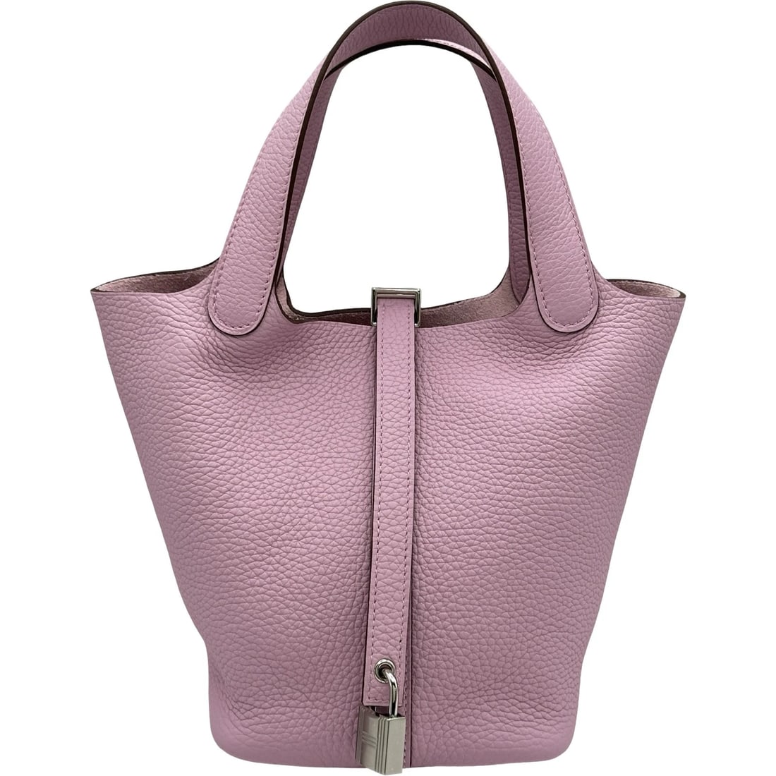 HERMES PICOTAN LOCK PM HANDBAG: HERMES Picotan Lock PM Handbag Brand: HERMES Type/Style: Handbag Material: Taurillon Clemence Color: SilverHardware Size: W7.1 x H7.1x D5.3inch Accessories: None Accessories Notice: When purchasing