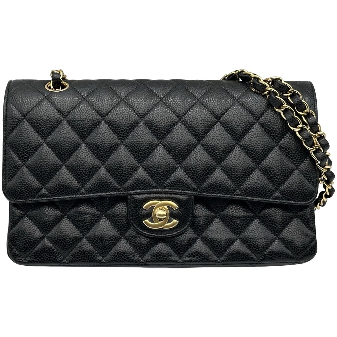 CHANEL MATRASSE 25 SHOULDER BAG: CHANEL Matrasse 25 Shoulder Bag Brand: CHANEL Type/Style: Shoulder Bag Material: Caviar skin Color: Black Gold Hardware Size: W9.8 x H5.9x D2.6inch Accessories: None Accessories Notice: When