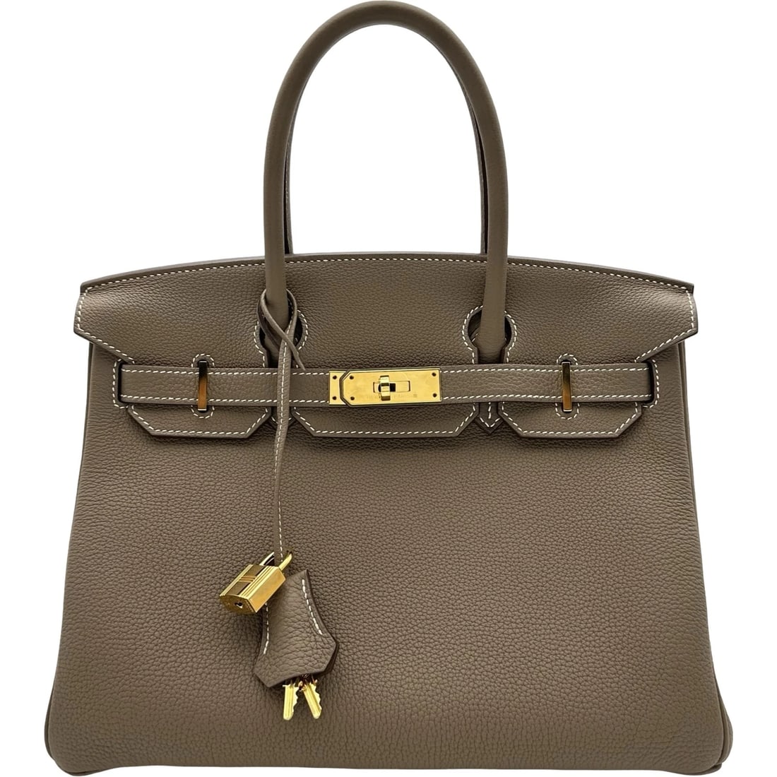 HERMES BIRKIN 30 HANDBAG: HERMES Birkin 30 Handbag Brand: HERMES Type/Style: Handbag Material: Togo Color: Etup Gold Hardware Size: W11.6 x H9.6x D6.1inch Accessories: None Accessories Notice: When purchasing pre-owned goods,