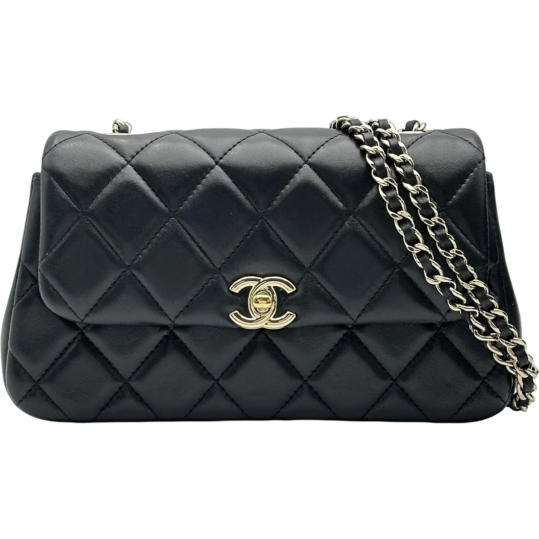CHANEL MATRASSE CHAINSHOULDER BAG: CHANEL Matrasse ChainShoulder Bag Brand: CHANEL Type/Style: Shoulder Bag Material: lambskin Color: Black Gold Hardware Size: W7.5 x H4.3x D1.6inch Accessories: None Accessories Notice: When