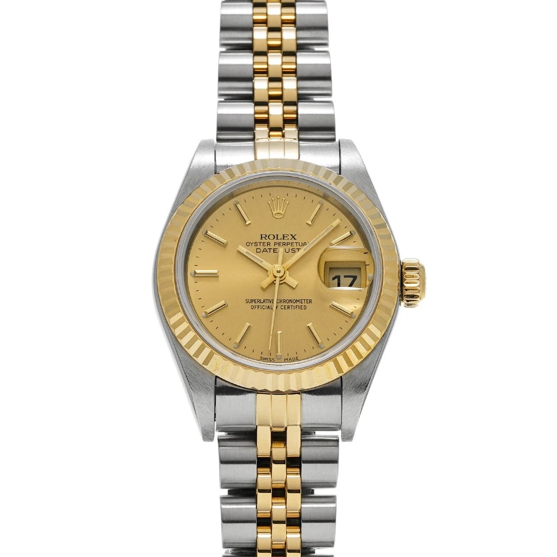 ROLEX DATEJUST CHAMPAGNE WATCH: ROLEX Datejust Champagne Watch Brand: ROLEX Type/Style: Wristwatch Material: Band Material Stainless steel/Yellow Gold, Case Material Stainless steel Color: Dial Color Champagne Size: Case Size