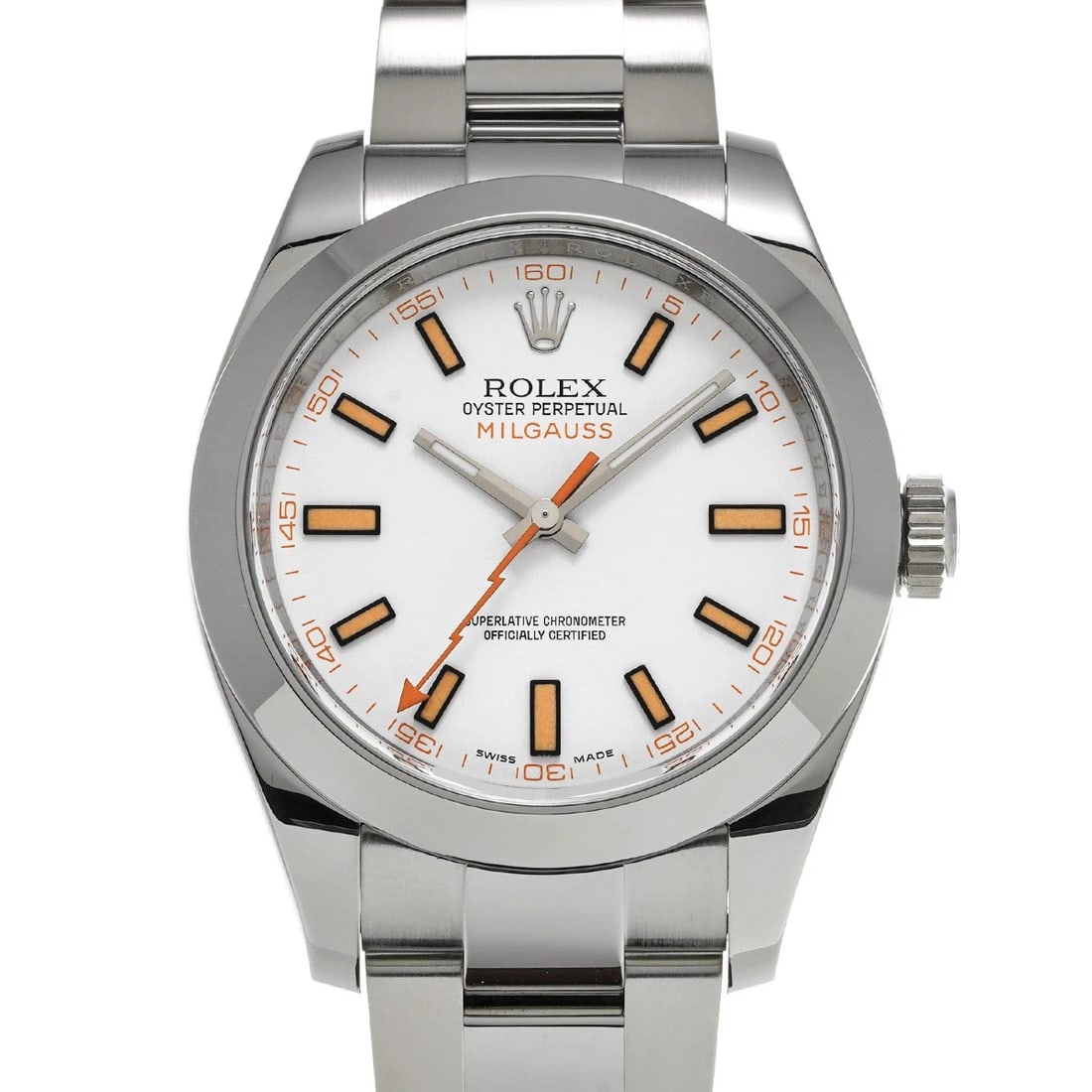 ROLEX MILGAUSS WHITE WATCH: ROLEX Milgauss white Watch Brand: ROLEX Type/Style: Wristwatch Material: Band Material Stainless steel, Case Material Stainless steel Color: Dial Color white Size: Case Size H/about 40mm W/about 40mm
