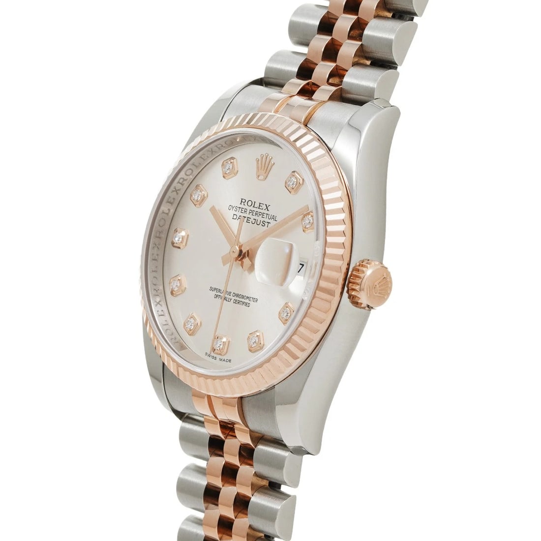 ROLEX DATEJUST SILVER/DIAMOND WATCH - 2