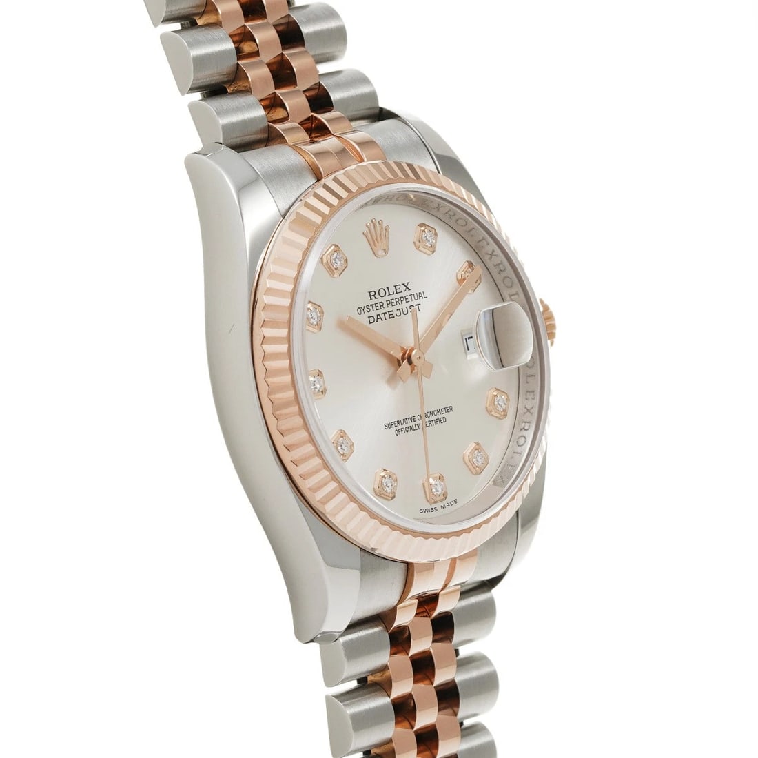 ROLEX DATEJUST SILVER/DIAMOND WATCH - 3