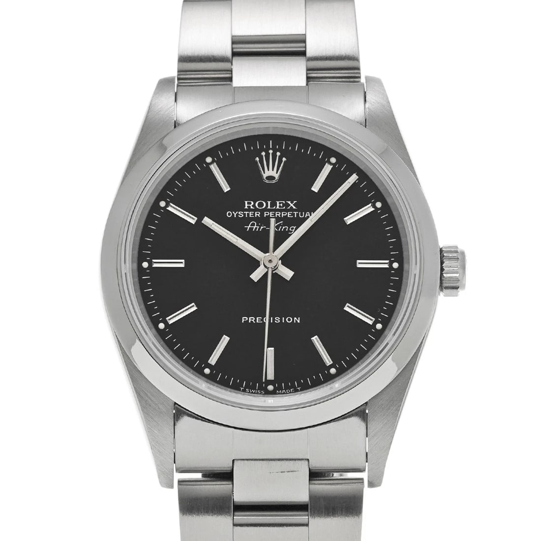 ROLEX AIR-KING BLACK WATCH: ROLEX Air-King black Watch Brand: ROLEX Type/Style: Wristwatch Material: Band Material Stainless steel, Case Material Stainless steel Color: Dial Color black Size: Case Size H/about 34mm W/about 34mm
