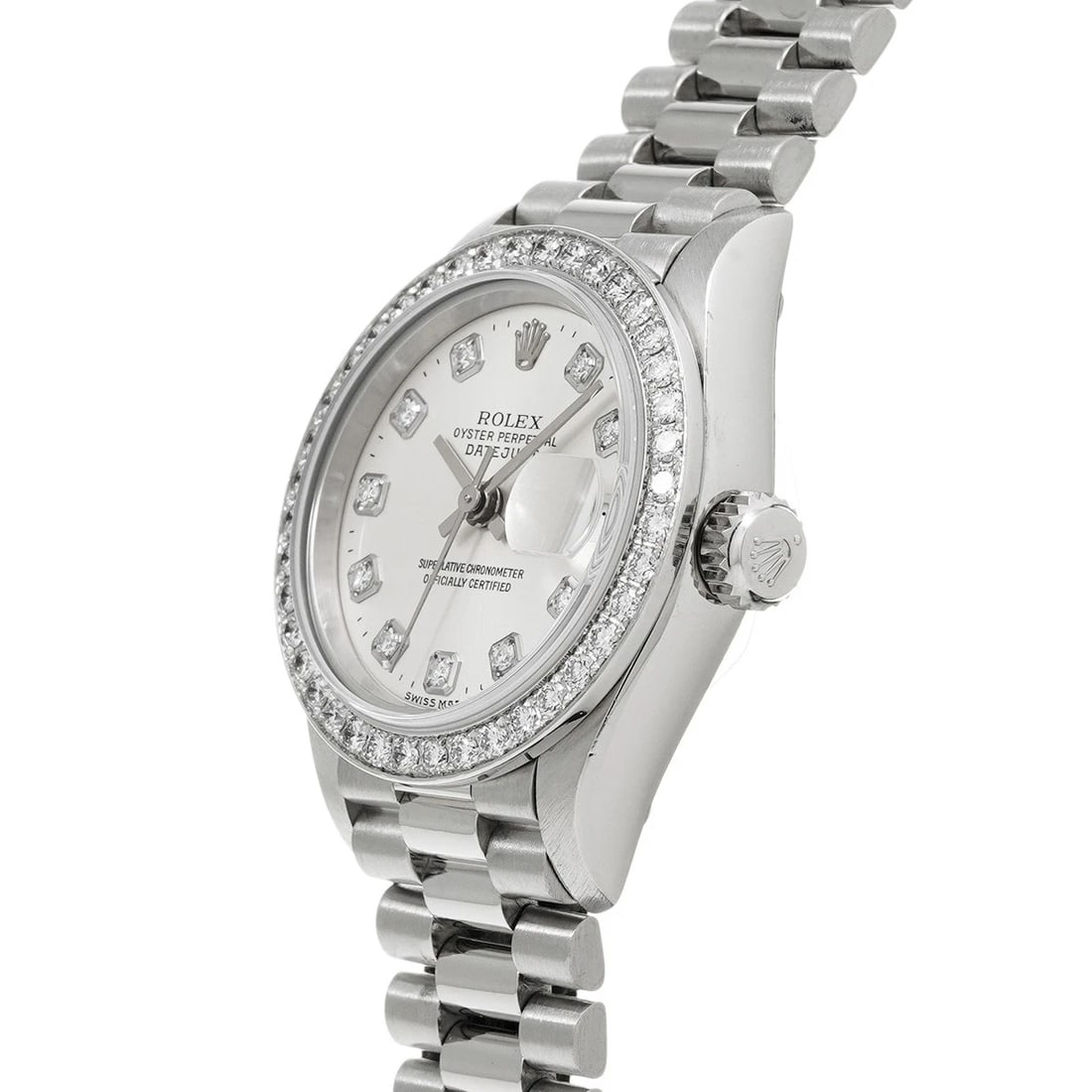 ROLEX DATEJUST SILVER/DIAMOND WATCH - 2