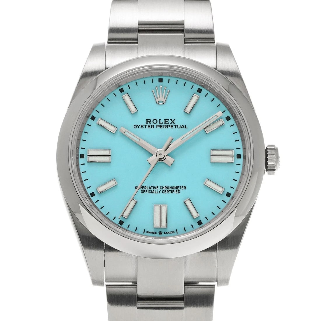 ROLEX OYSTER PERPETUAL 41 TURQUOISE BLUE WATCH: ROLEX Oyster Perpetual 41 turquoise blue Watch Brand: ROLEX Type/Style: Wristwatch Material: Band Material Stainless steel, Case Material Stainless steel Color: Dial Color turquoise blue Size: Case