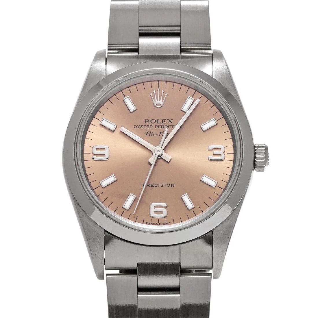 ROLEX AIR-KING PINK WATCH: ROLEX Air-King pink Watch Brand: ROLEX Type/Style: Wristwatch Material: Band Material Stainless steel, Case Material Stainless steel Color: Dial Color pink Size: Case Size H/about 34mm W/about 34mm