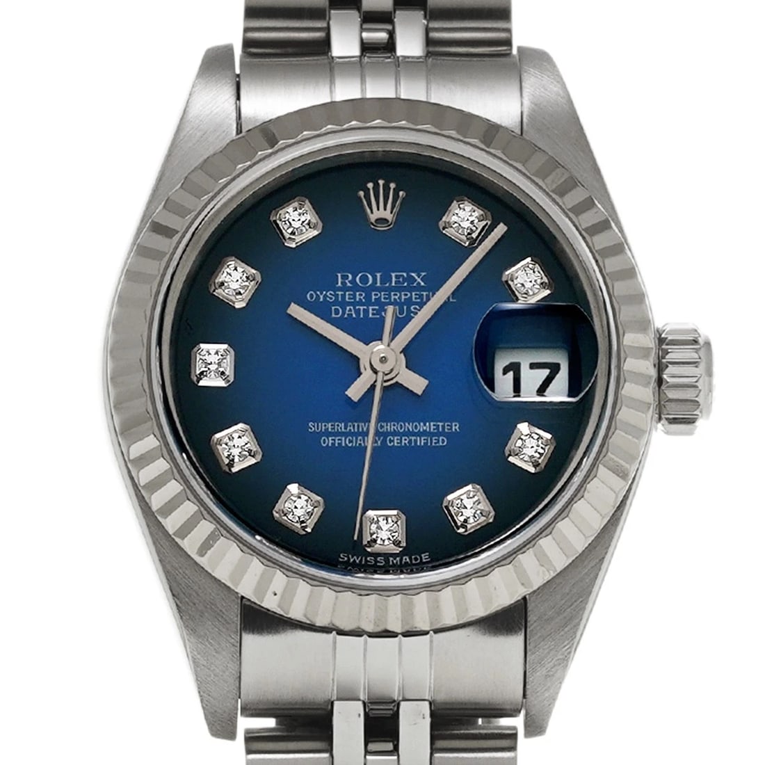 ROLEX DATEJUST BLUE GRADIENT/DIAMOND WATCH - 4