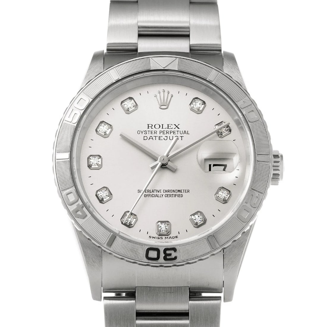 ROLEX DATEJUST THUNDERBIRD SILVER/DIAMOND WATCH: ROLEX Datejust Thunderbird Silver/diamond Watch Brand: ROLEX Type/Style: Wristwatch Material: Band Material Stainless steel, Case Material Stainless steel Color: Dial Color Silver Size: Case Size H/ab