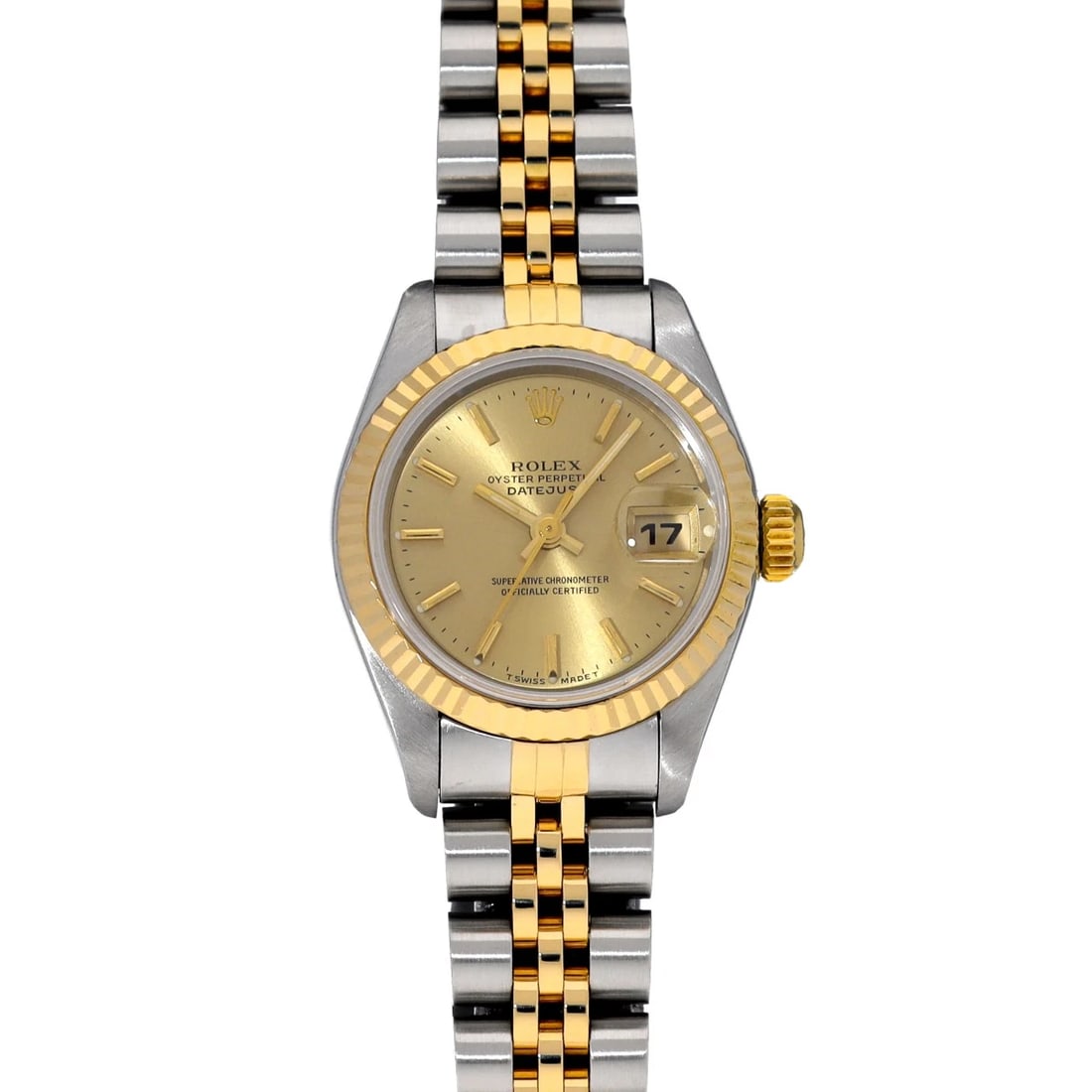 ROLEX DATEJUST CHAMPAGNE WATCH: ROLEX Datejust Champagne Watch Brand: ROLEX Type/Style: Wristwatch Material: Band Material Stainless steel/Yellow Gold, Case Material Stainless steel Color: Dial Color Champagne Size: Case Size H/abou