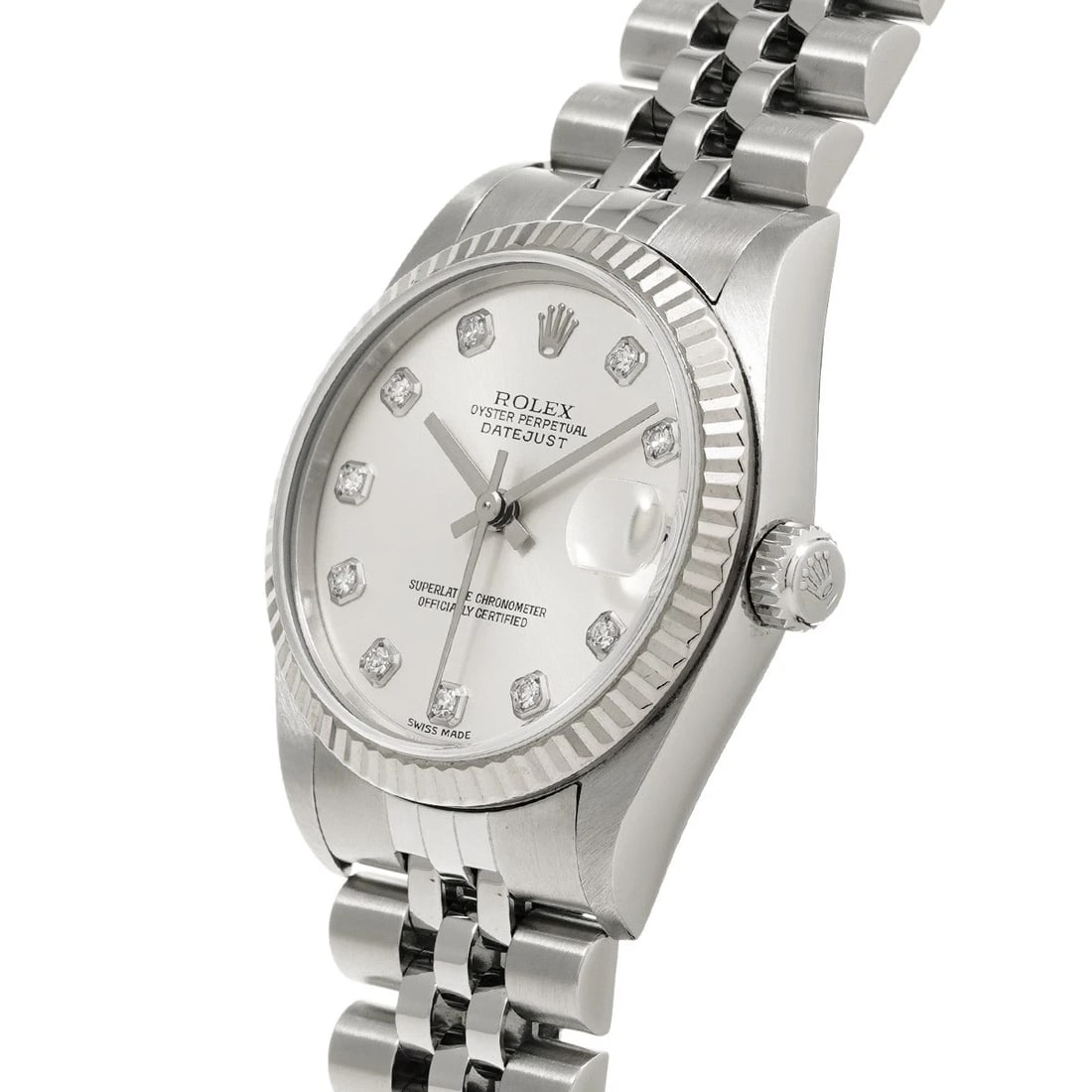 ROLEX DATEJUST SILVER/DIAMOND WATCH - 2