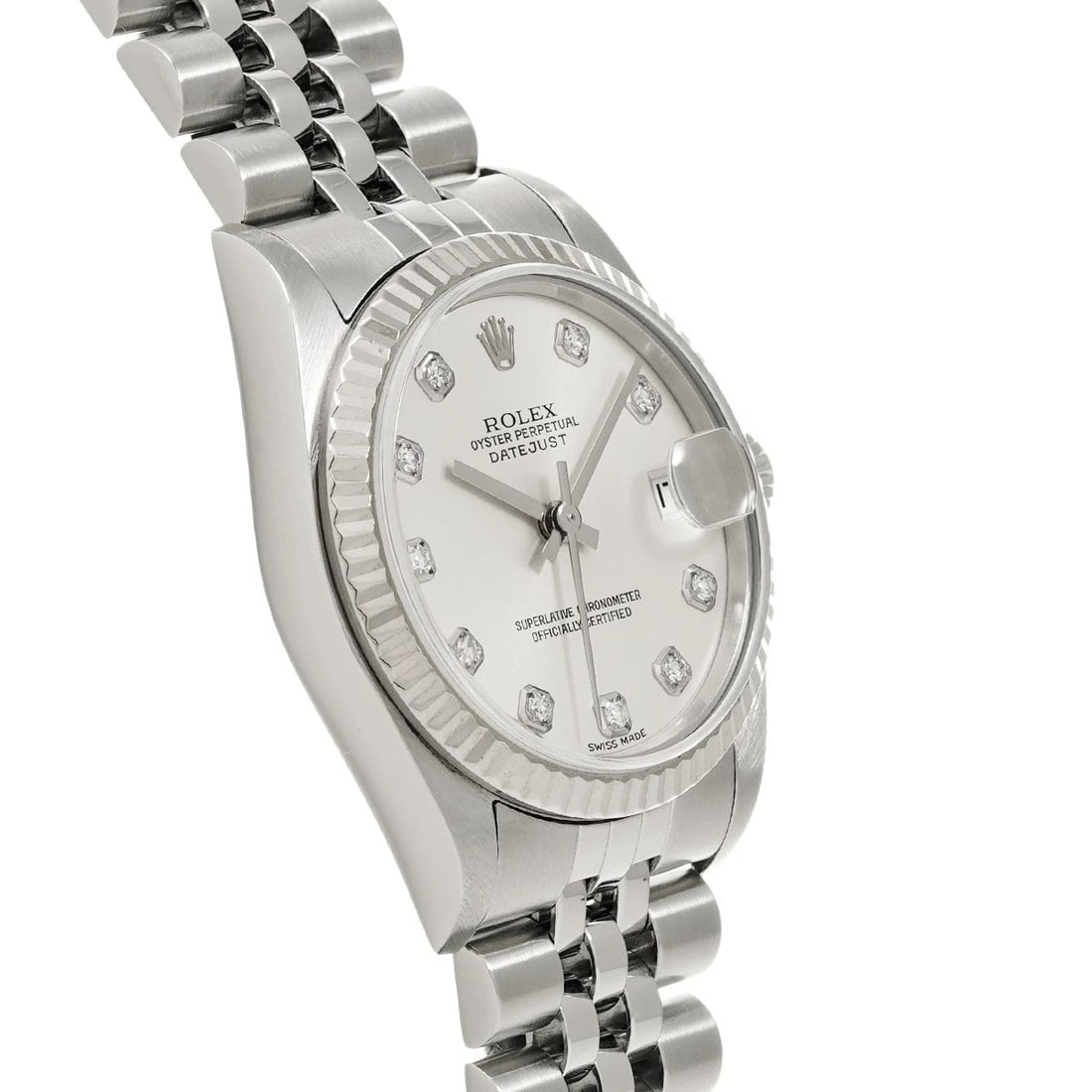 ROLEX DATEJUST SILVER/DIAMOND WATCH - 3