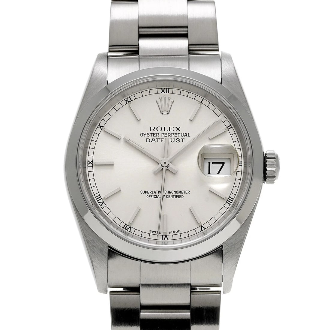 ROLEX DATEJUST SILVER WATCH: ROLEX Datejust Silver Watch Brand: ROLEX Type/Style: Wristwatch Material: Band Material Stainless steel, Case Material Stainless steel Color: Dial Color Silver Size: Case Size H/about 36mm W/about