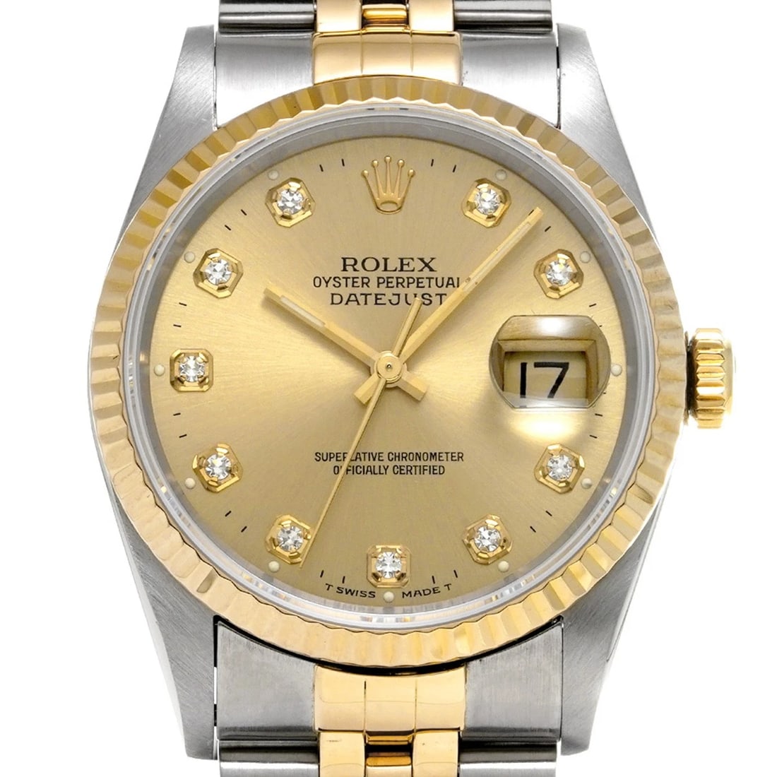 ROLEX DATEJUST CHAMPAGNE/DIAMOND WATCH - 4