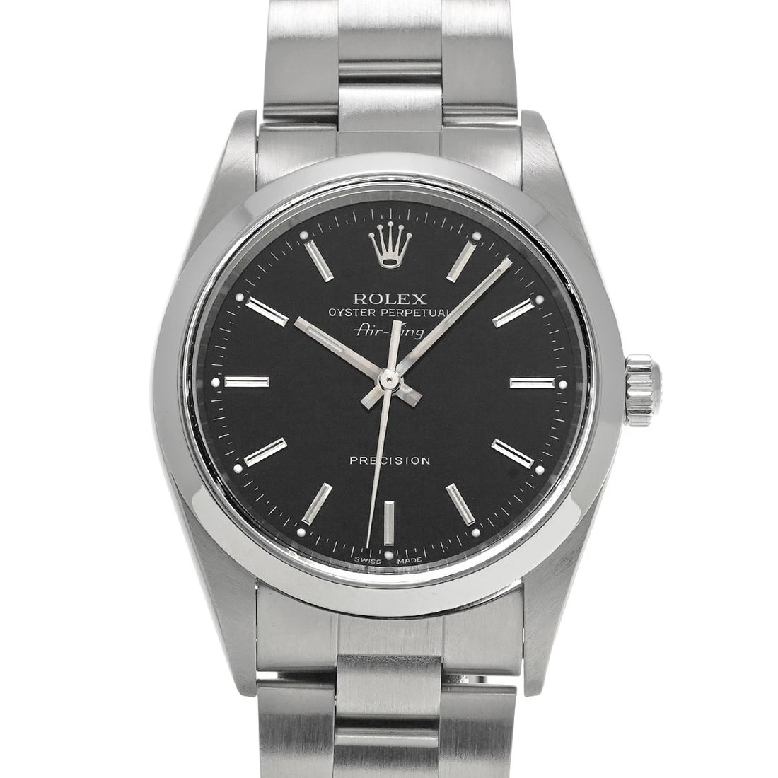 ROLEX AIR-KING BLACK WATCH: ROLEX Air-King black Watch Brand: Rolex Type/Style: Wristwatch Material: Band Material Stainless Steel, Case Material Stainless Steel Color: Dial Color Dial Color Blue Case Color Silver Band Color