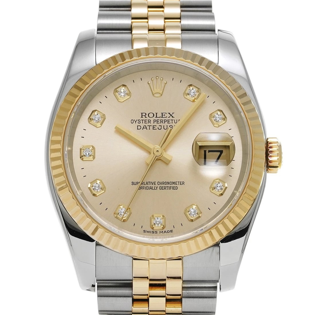 ROLEX DATEJUST CHAMPAGNE/DIAMOND WATCH: ROLEX Datejust Champagne/diamond Watch Brand: ROLEX Type/Style: Wristwatch Material: Band Material Stainless steel/Yellow Gold, Case Material Stainless steel Color: Dial Color Champagne Size: Case Siz