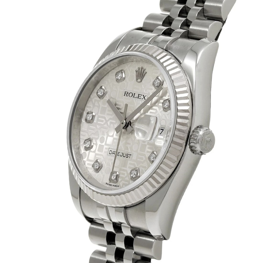 ROLEX DATEJUST SILVER COMPUTER/DIAMOND WATCH - 2