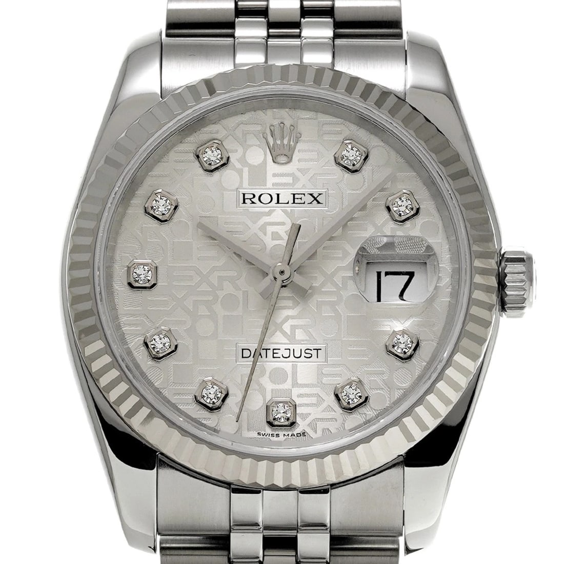 ROLEX DATEJUST SILVER COMPUTER/DIAMOND WATCH - 4