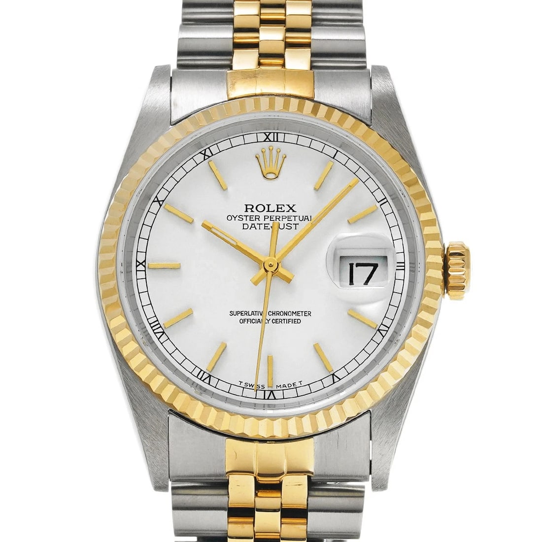 ROLEX DATEJUST WHITE WATCH: ROLEX Datejust white Watch Brand: ROLEX Type/Style: Wristwatch Material: Band Material Stainless steel/Yellow Gold, Case Material Stainless steel Color: Dial Color white Size: Case Size H/about 36mm