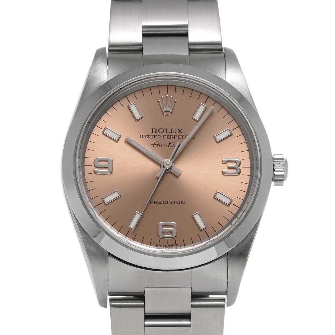 ROLEX AIR-KING PINK WATCH: ROLEX Air-King pink Watch Brand: ROLEX Type/Style: Wristwatch Material: Band Material Stainless steel, Case Material Stainless steel Color: Dial Color pink Size: Case Size H/about 34mm W/about 34mm