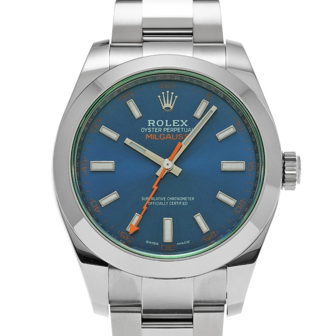 ROLEX MILGAUSS BLUE WATCH: ROLEX Milgauss Blue Watch Brand: ROLEX Type/Style: Wristwatch Material: Band Material Stainless steel, Case Material Stainless steel Color: Dial Color Z Blue Size: Case Size H/about 40mm W/about 40mm 
