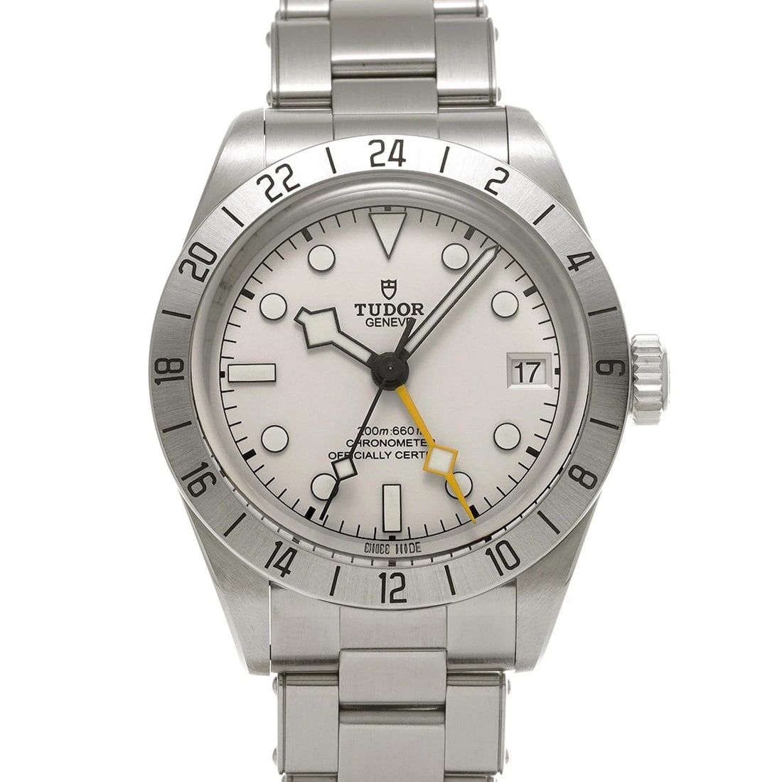 TUDOR BLACK BAY WHITE WATCH: TUDOR Black Bay white Watch Brand: TUDOR Type/Style: Wristwatch Material: Band Material Stainless steel, Case Material Stainless steel Color: Dial Color white Size: Case Size H/about 39mm W/about