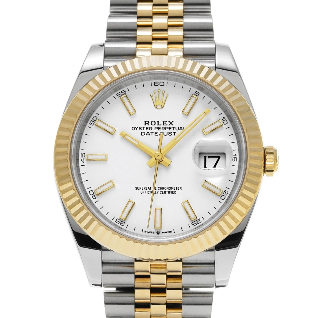 ROLEX DATEJUST 41 WHITE WATCH: ROLEX Datejust 41 white Watch Brand: ROLEX Type/Style: Wristwatch Material: Band Material Stainless steel/Yellow Gold, Case Material Stainless steel Color: Dial Color white Size: Case Size H/about
