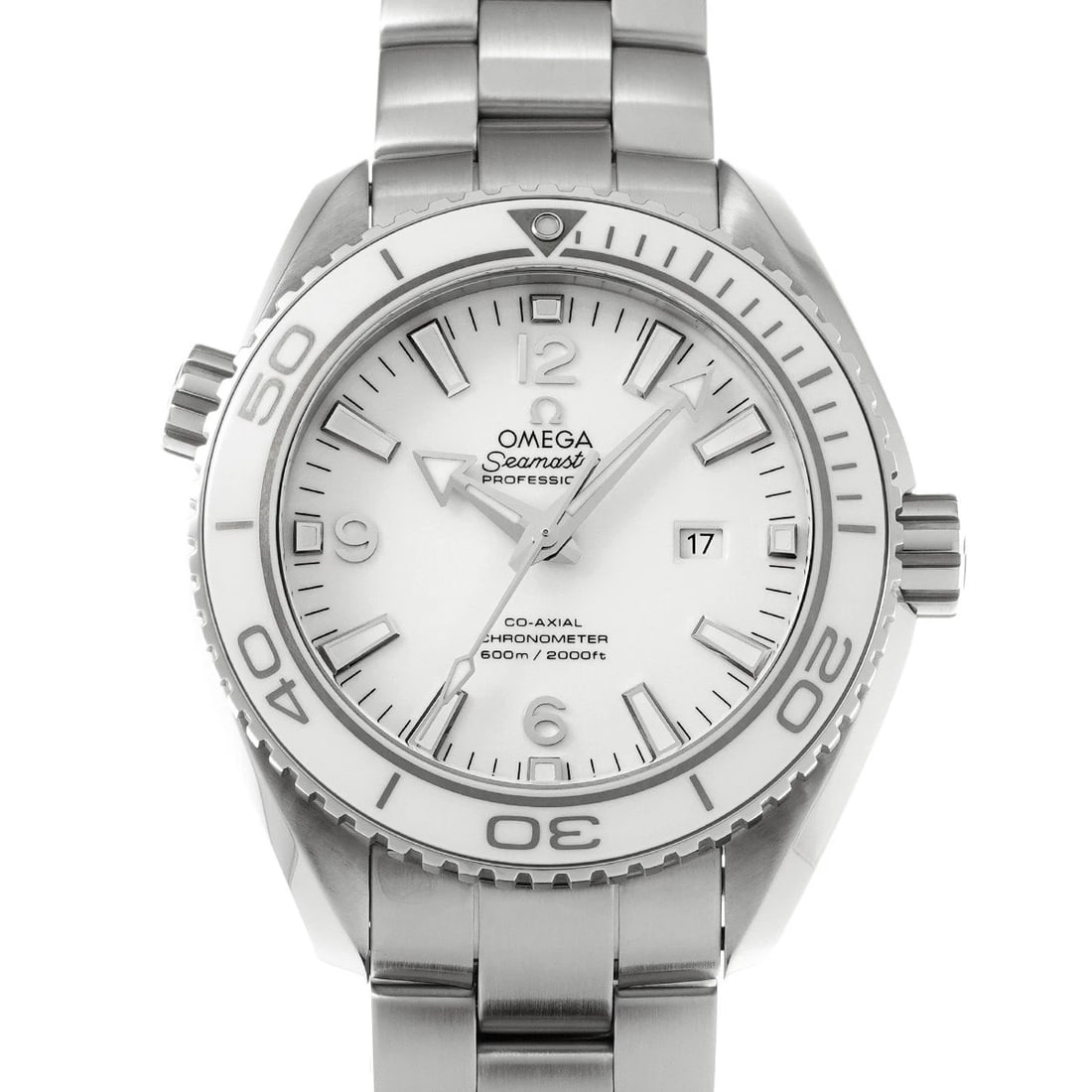 OMEGA SEAMASTER PLANET OCEAN WHITE WATCH: OMEGA Seamaster Planet Ocean white Watch Brand: OMEGA Type/Style: Wristwatch Material: Band Material Stainless Steel, Case Material Stainless Steel Color: Dial Color Dial Color White Band Color