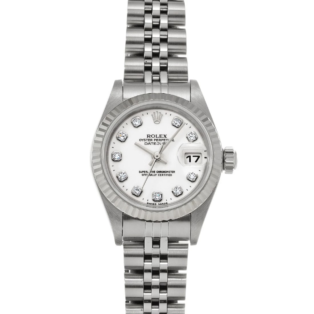 ROLEX DATEJUST WHITE/DIAMOND WATCH: ROLEX Datejust white/diamond Watch Brand: ROLEX Type/Style: Wristwatch Material: Band Material Stainless steel, Case Material Stainless steel Color: Dial Color white Size: Case Size H/about 26mm W/abo
