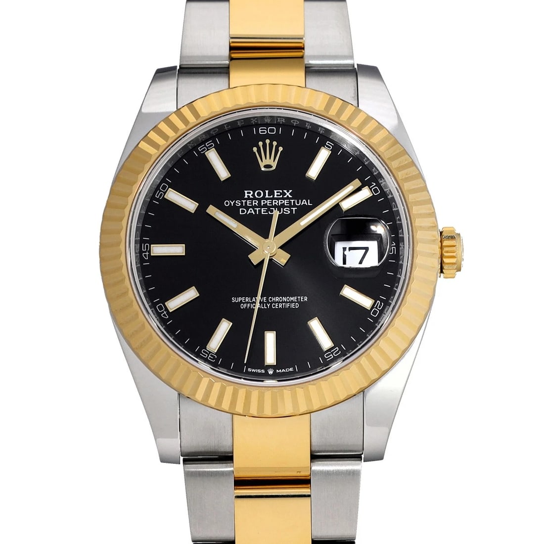ROLEX DATEJUST 41 BRIGHT BLACK WATCH: ROLEX Datejust 41 Bright black Watch Brand: ROLEX Type/Style: Wristwatch Material: Band Material Stainless steel/Yellow Gold, Case Material Stainless steel Color: Dial Color Bright black Size: Case