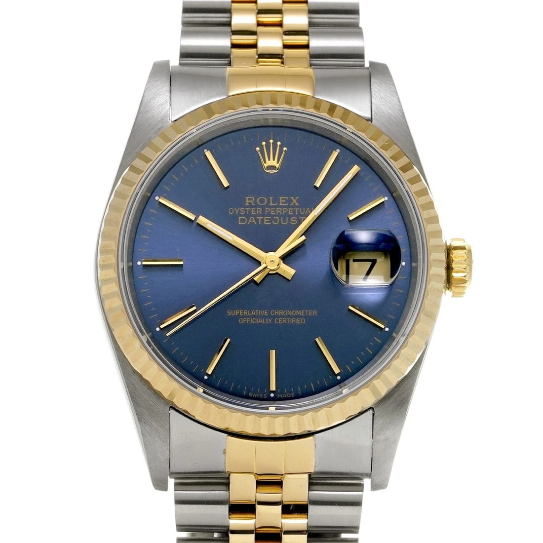 ROLEX DATEJUST BLUE WATCH: ROLEX Datejust blue Watch Brand: ROLEX Type/Style: Wristwatch Material: Band Material Stainless steel/Yellow Gold, Case Material Stainless steel Color: Dial Color blue Size: Case Size H/about 36mm