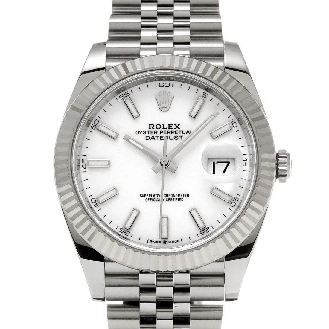 ROLEX DATEJUST 41 WHITE WATCH: ROLEX Datejust 41 white Watch Brand: ROLEX Type/Style: Wristwatch Material: Band Material Stainless steel, Case Material Stainless steel Color: Dial Color white Size: Case Size H/about 41mm W/about