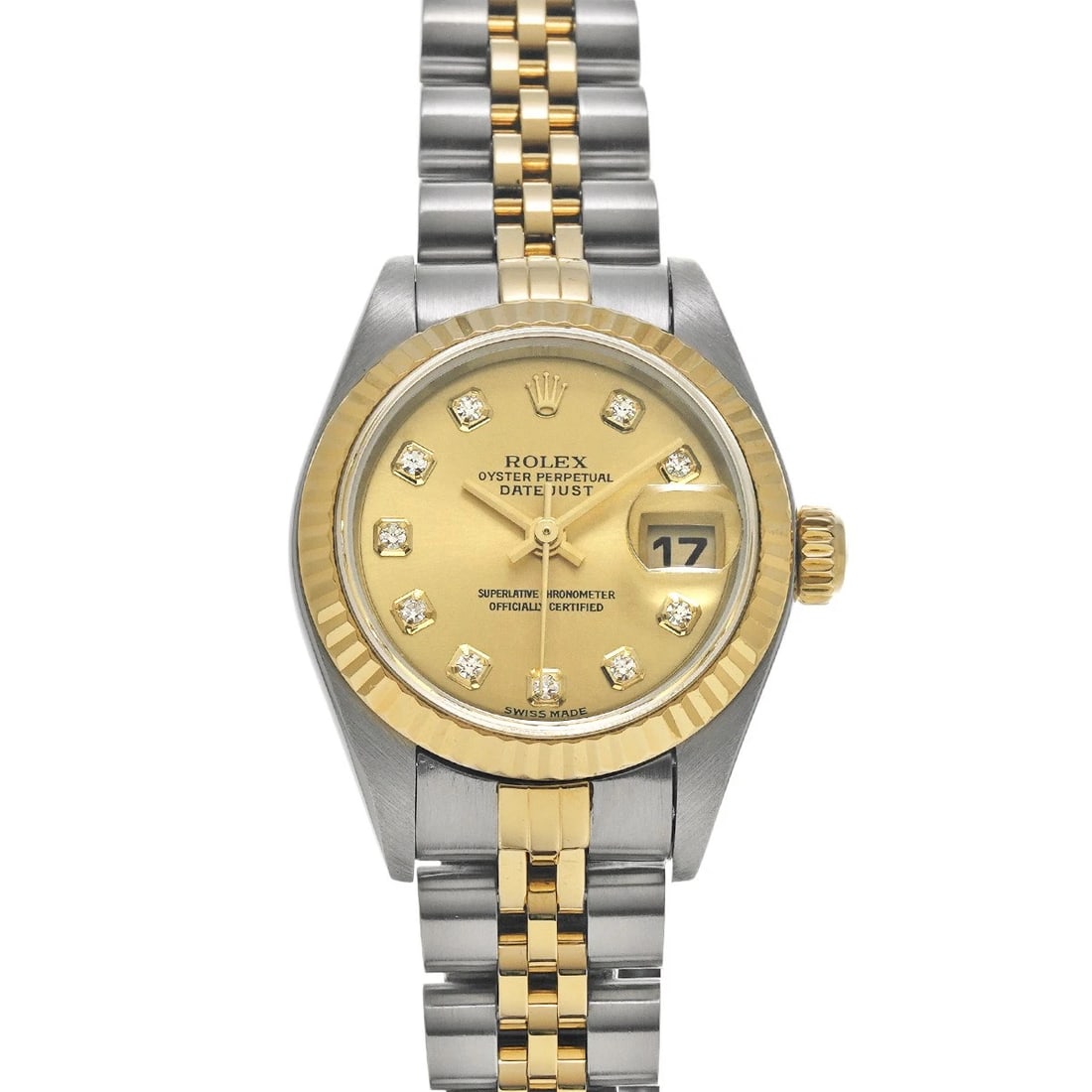 ROLEX DATEJUST CHAMPAGNE/DIAMOND WATCH: ROLEX Datejust Champagne/diamond Watch Brand: ROLEX Type/Style: Wristwatch Material: Band Material Stainless steel/Yellow Gold, Case Material Stainless steel Color: Dial Color Champagne Size: Case Siz