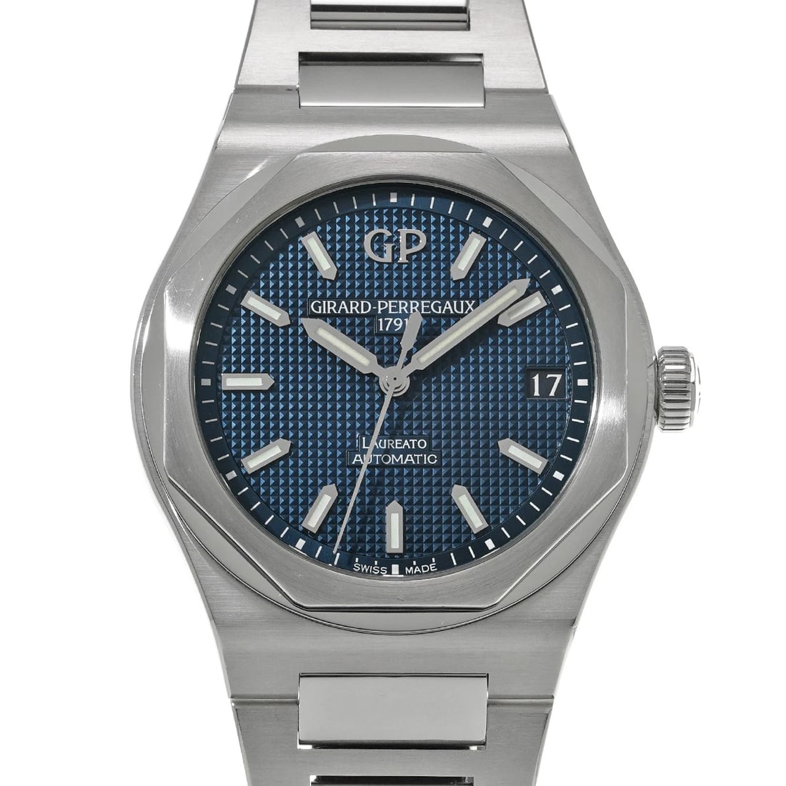 GIRARD-PERREGAUX LAUREATO BLUE WATCH: GIRARD-PERREGAUX Laureato blue Watch Brand: GIRARD-PERREGAUX Type/Style: Wristwatch Material: Band Material Stainless steel, Case Material Stainless steel Color: Dial Color blue Size: Case Size H/abou