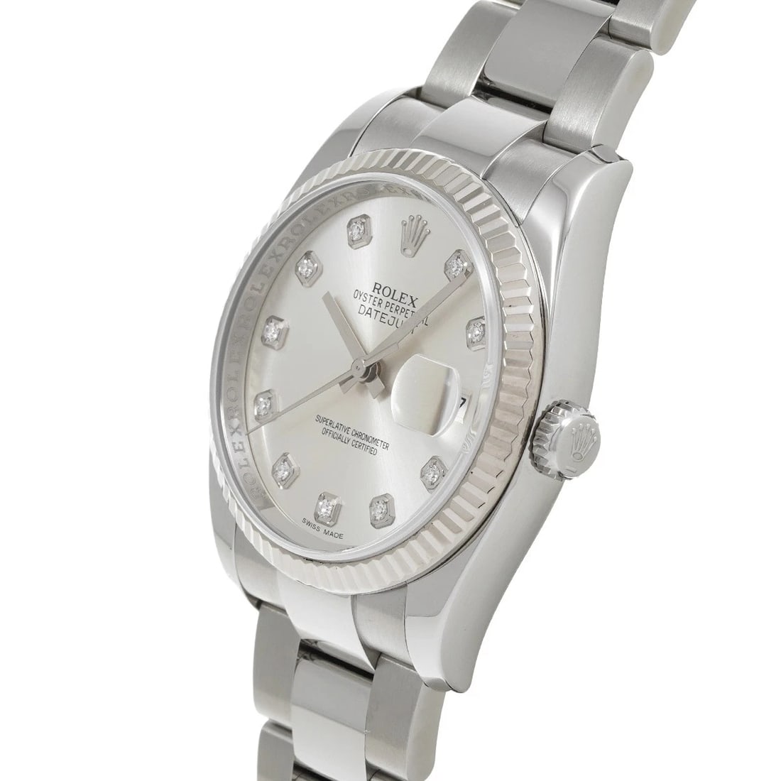 ROLEX DATEJUST SILVER/DIAMOND WATCH - 2