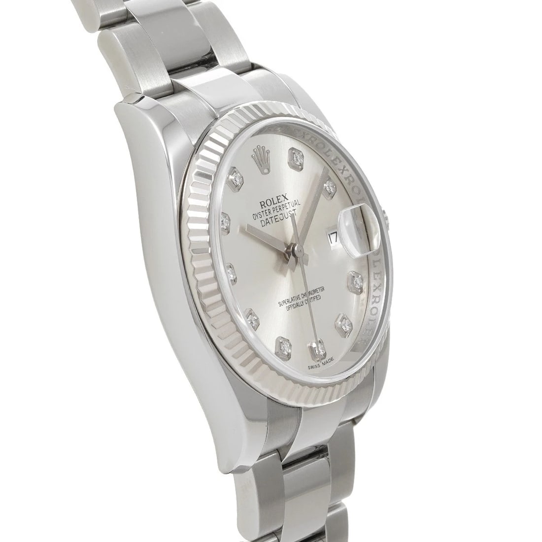 ROLEX DATEJUST SILVER/DIAMOND WATCH - 3