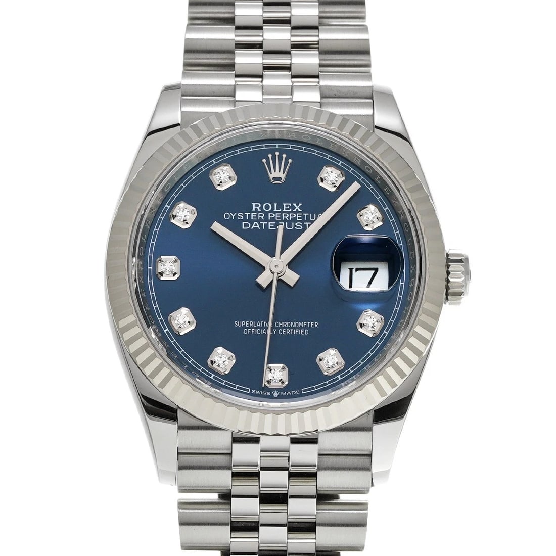 ROLEX DATEJUST 36 BRIGHT BLUE/DIAMOND WATCH: ROLEX Datejust 36 Bright blue/diamond Watch Brand: ROLEX Type/Style: Wristwatch Material: Band Material Stainless steel, Case Material Stainless steel Color: Dial Color Bright blue Size: Case Size H/a