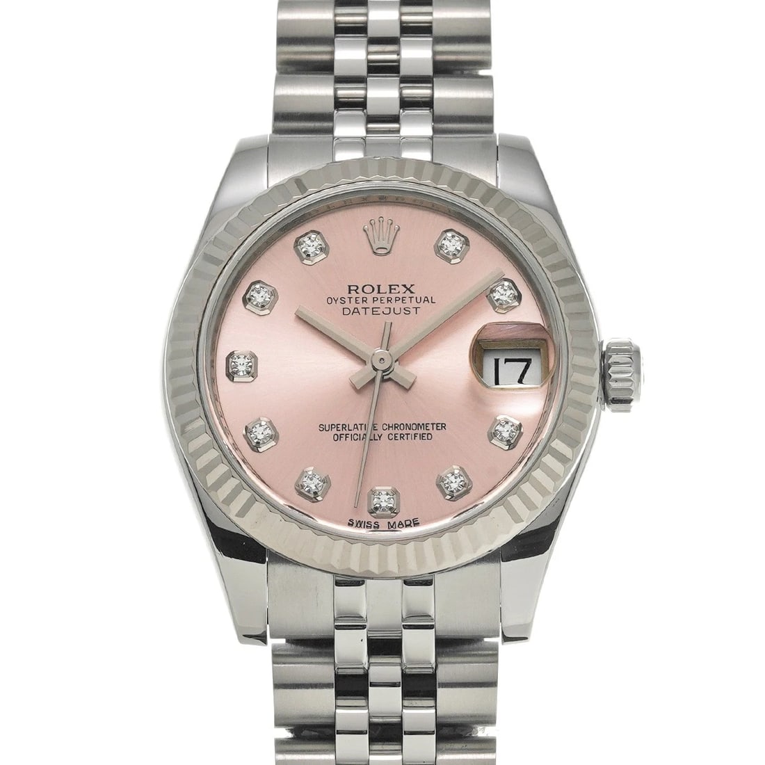 ROLEX DATEJUST PINK/DIAMOND WATCH: ROLEX Datejust pink/diamond Watch Brand: ROLEX Type/Style: Wristwatch Material: Band Material Stainless steel, Case Material Stainless steel Color: Dial Color pink Size: Case Size H/about 31mm W/about
