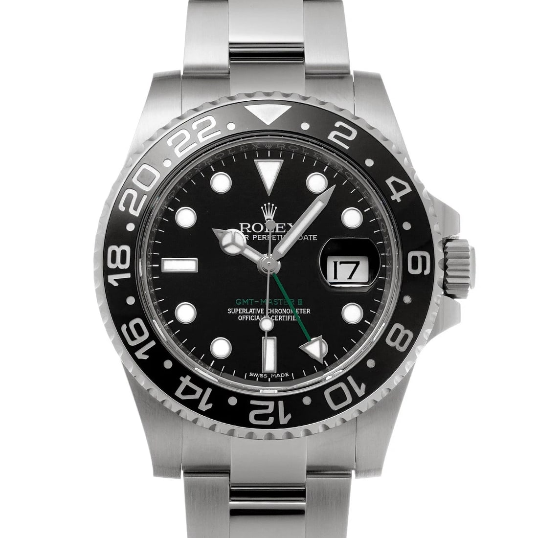 ROLEX GMT-MASTERII BLACK WATCH: ROLEX GMT-MasterII black Watch Brand: ROLEX Type/Style: Wristwatch Material: Band Material Stainless steel, Case Material Stainless steel Color: Dial Color black Size: Case Size H/about 40mm W/about