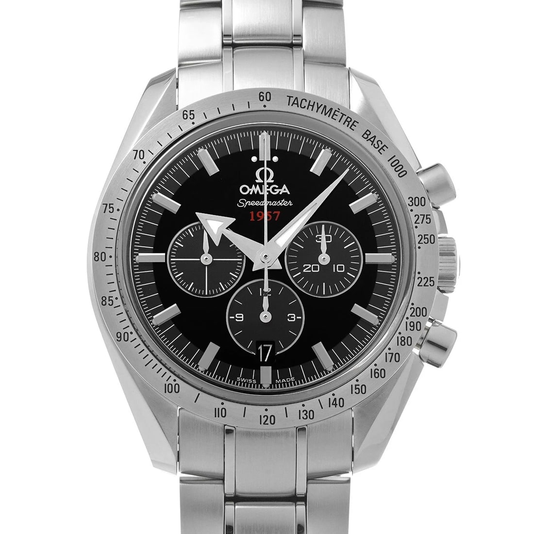 OMEGA SPEEDMASTER BROAD ARROW CO-AXIAL BLACK WATCH: OMEGA Speedmaster Broad Arrow Co-axial black Watch Brand: OMEGA Type/Style: Wristwatch Material: Band Material Stainless steel, Case Material Stainless steel Color: Dial Color black Size: Case Size H/