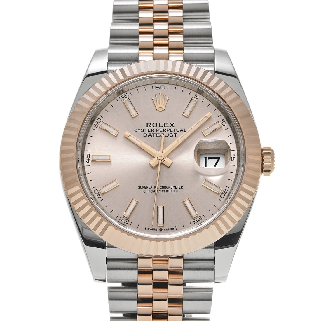 ROLEX DATEJUST 41SUNDUST WATCH: ROLEX Datejust 41Sundust Watch Brand: ROLEX Type/Style: Wristwatch Material: Band Material Stainless steel/Everrose gold, Case Material Stainless steel Color: Dial Color Sundust Size: Case Size H/abou