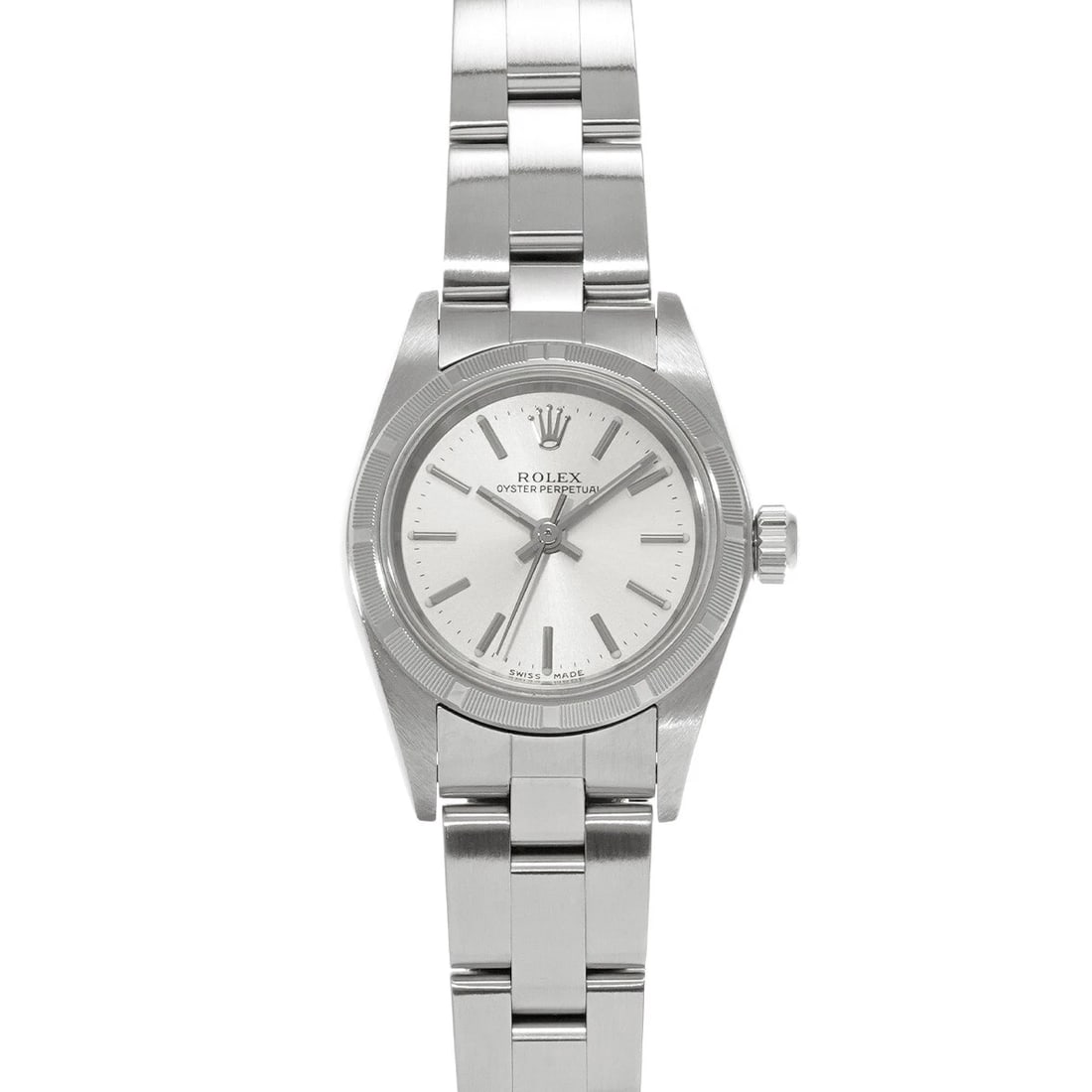 ROLEX OYSTER PERPETUAL SILVER WATCH: ROLEX Oyster Perpetual Silver Watch Brand: ROLEX Type/Style: Wristwatch Material: Band Material Stainless steel, Case Material Stainless steel Color: Dial Color Silver Size: Case Size H/about 24mm