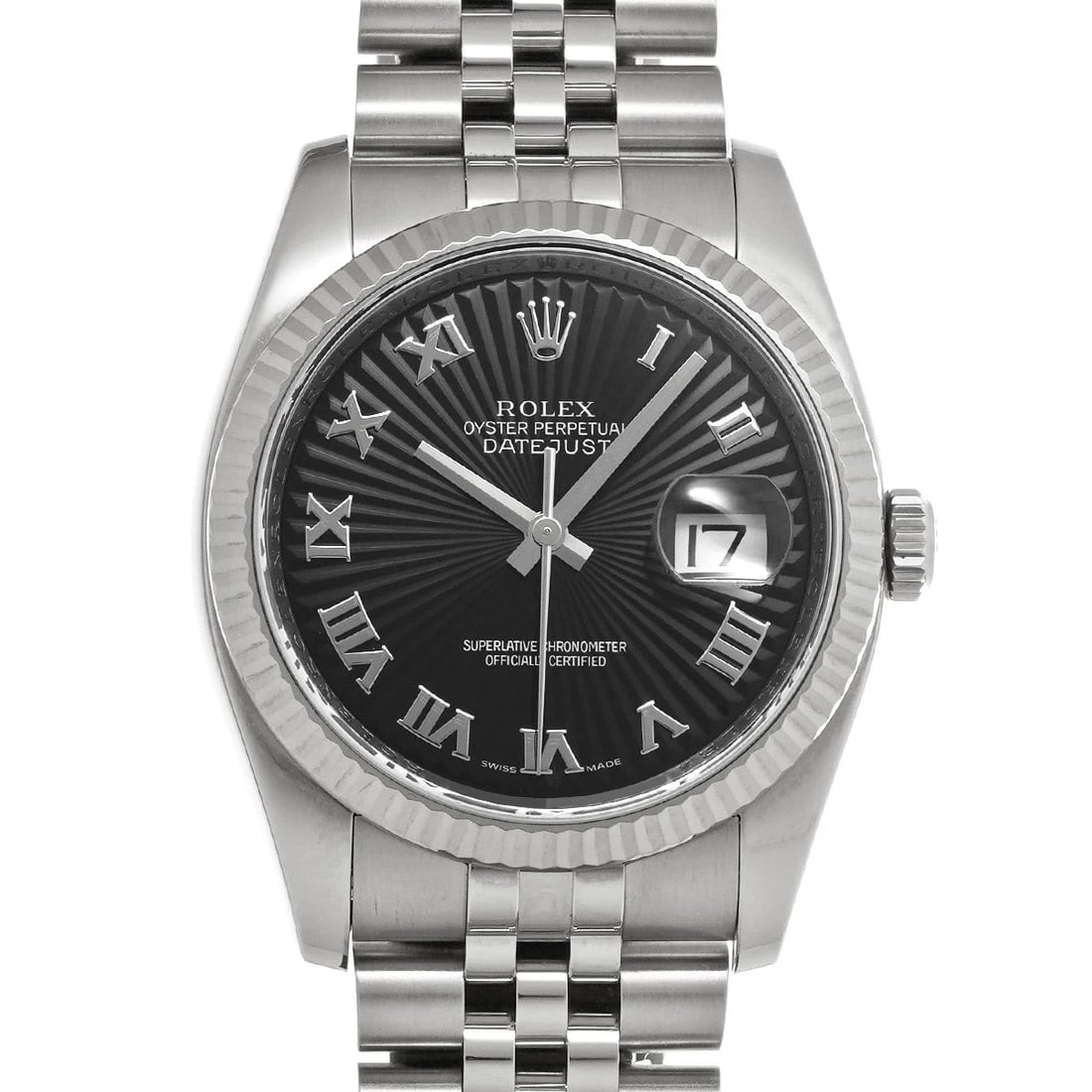 ROLEX DATEJUST BLACK SUNBEAM WATCH (1 of 4)